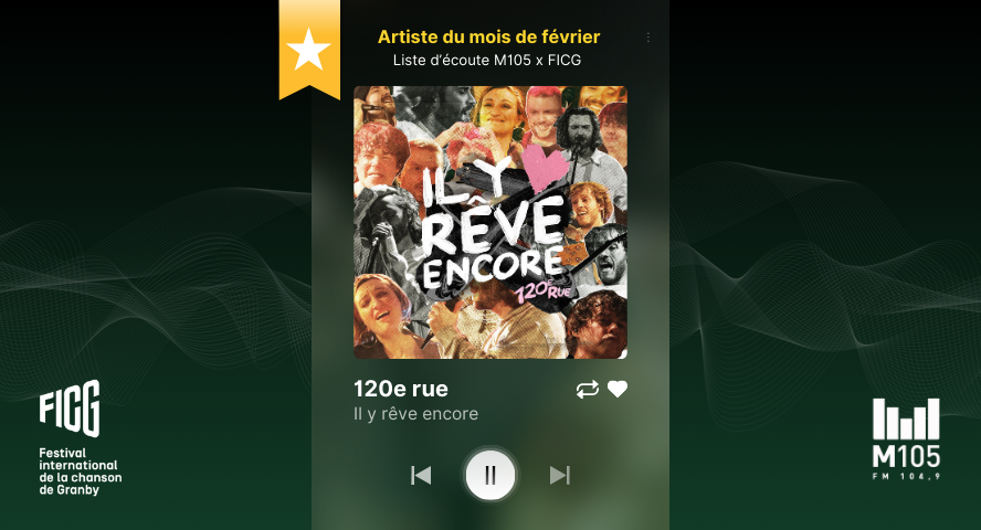 120e rue - le groupe du mois de février - M105 - FM 104 , 9 - Station de radio de Granby