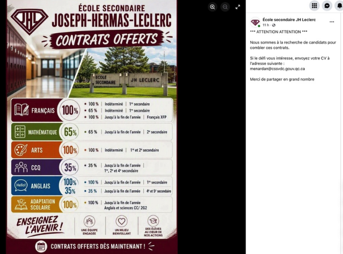 NEWS, recherche prof JHL (FB JHL)